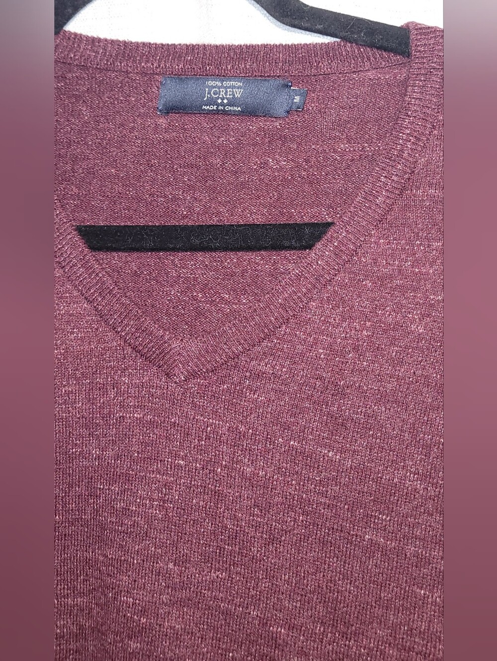 J. Crew Men's V-Neck Sweater in Heathered Burgundy